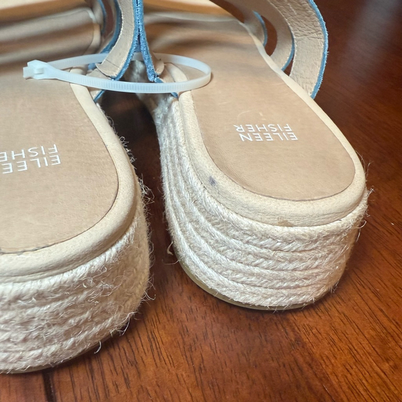 Eileen Fisher NEW Mayla Denim Three-Band Wedge Espadrilles Sandals Size‎ 9 - Picture 6 of 10